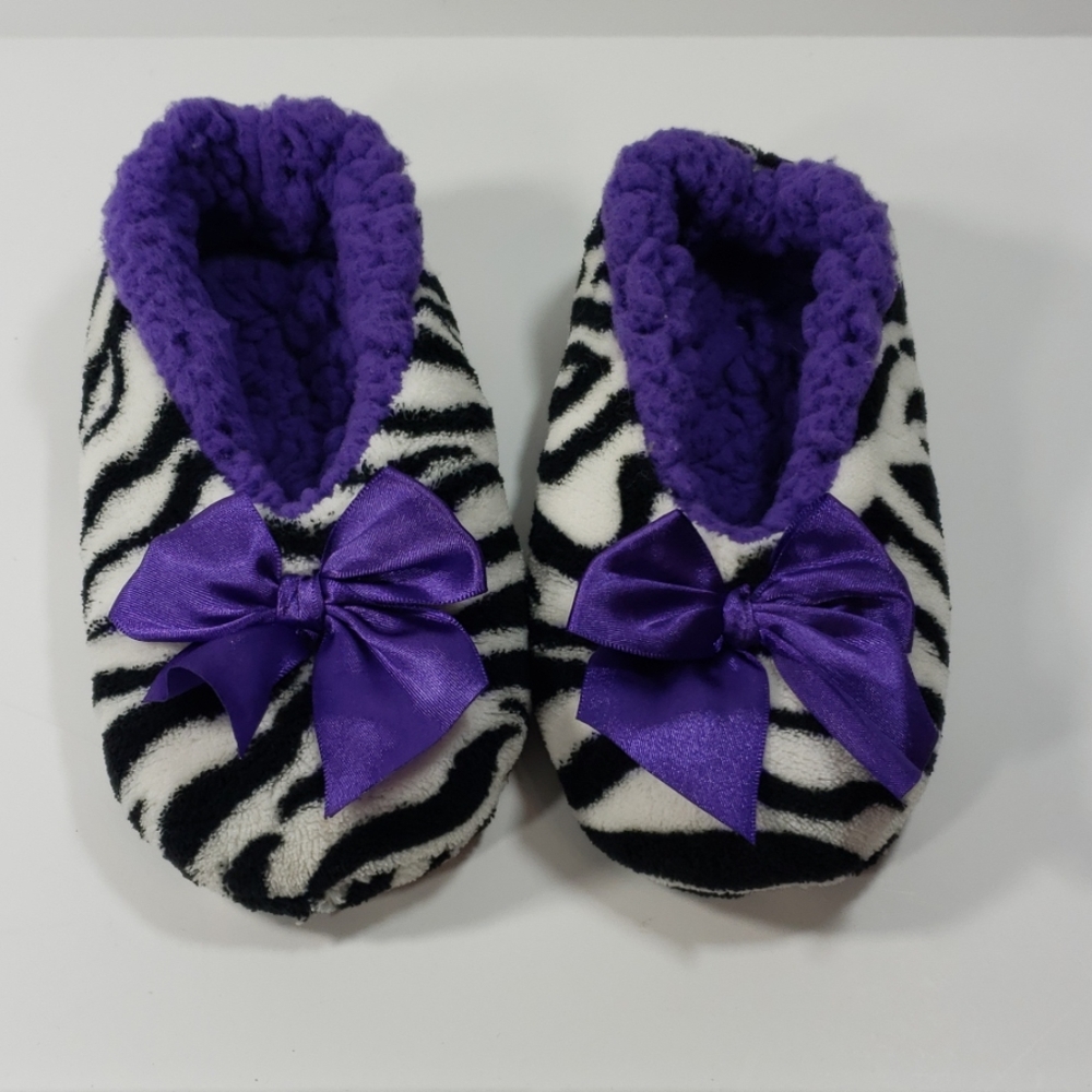 Zebra and purple Super Soft Slippers  11-12
